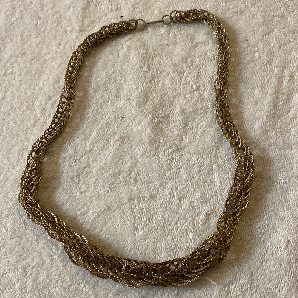 Vintage chunky interlocking graduated chain necklace silver tone 80’s